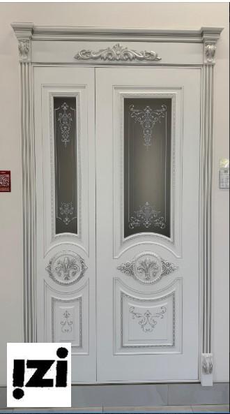 Межкомнатные двери Изабелла 2000мм, эмаль белая, серебро