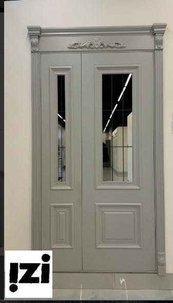 Межкомнатные двери Изабелла 2000мм, эмаль белая, серебро стекло