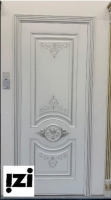 Межкомнатные двери Изабелла 2100мм, эмаль белая, серебро стекло