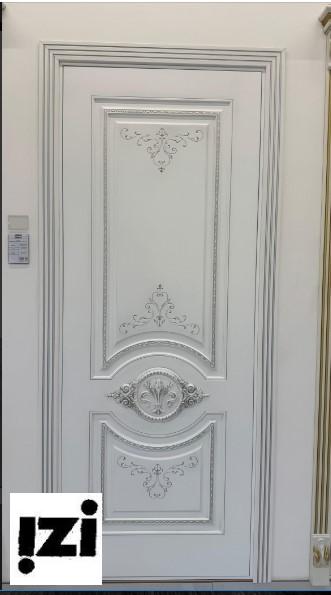 Межкомнатные двери Изабелла 2100мм, эмаль белая, серебро стекло