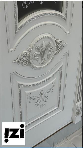 Межкомнатные двери Изабелла 2100мм, эмаль белая, серебро