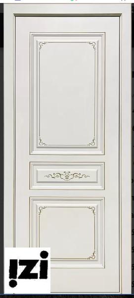 Межкомнатные двери Рим 2100мм, рал 9001, золото эмаль стекло