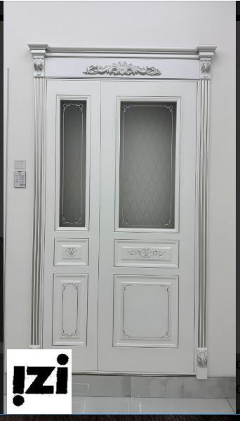 Межкомнатные двери  Рим 2100мм, эмаль белая, серебро эмаль ДГ