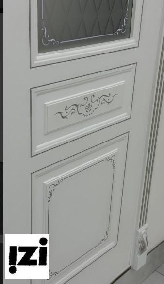 Межкомнатные двери  Рим 2100мм, эмаль белая, серебро эмаль ДГ