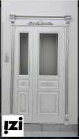 Межкомнатные двери  Рим 2100мм, эмаль белая, серебро эмаль стекло