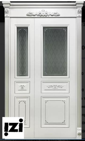 Межкомнатные двери  Рим 2100мм, эмаль белая, серебро эмаль стекло