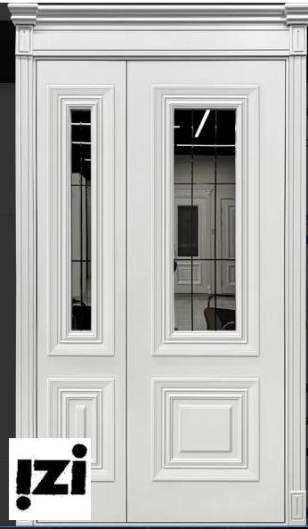 Межкомнатные двери Касабланка 2100мм, эмаль белая стекло