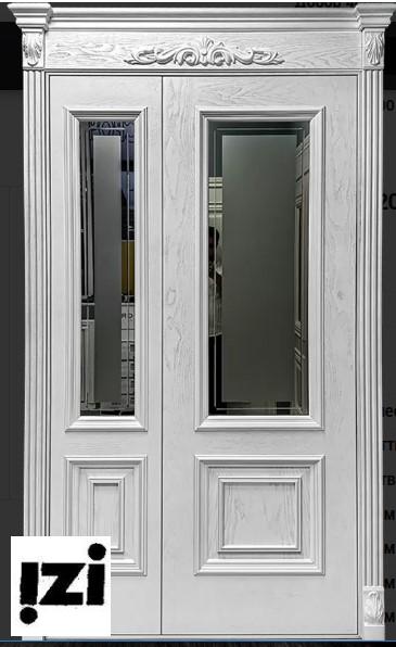 Межкомнатные двери Маркиз 2000мм, шпон, эмаль белая стекло