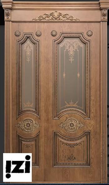 Межкомнатные двери Анталия 2000мм, шпон Орех стекло