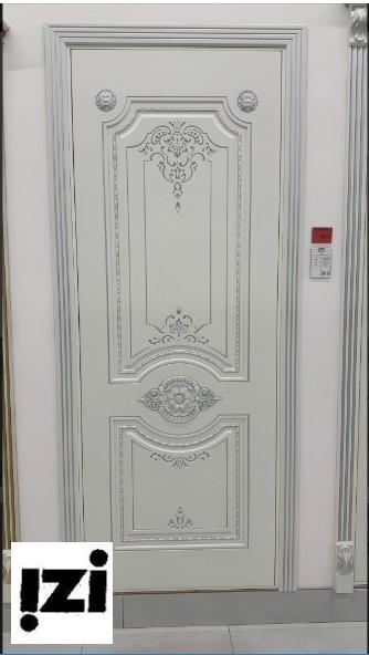 Межкомнатные двери Анталия 2000мм, рал 9010, серебро стекло