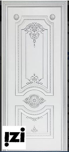 Межкомнатные двери Анталия 2000мм, рал 9010, серебро стекло