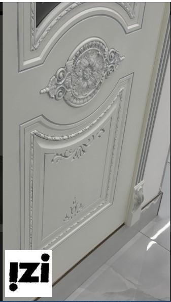 Межкомнатные двери Анталия 2150мм, рал 9010, серебро стекло