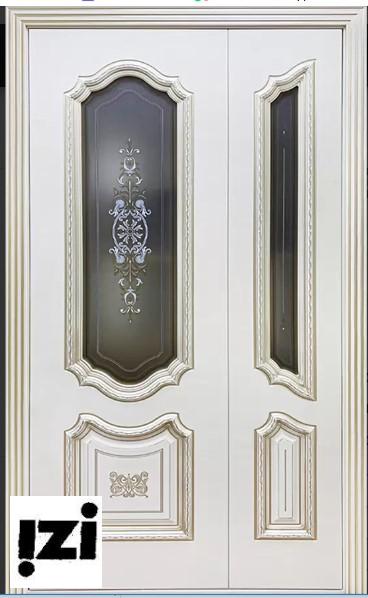 Межкомнатные двери Соло-R 2100мм, рал 9001, белое золото стекло