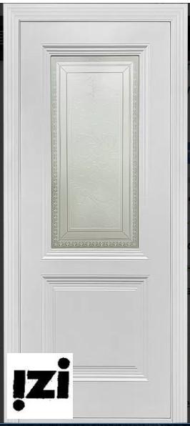 Межкомнатные двери Шелли 2000мм, эмаль белая скин стекло