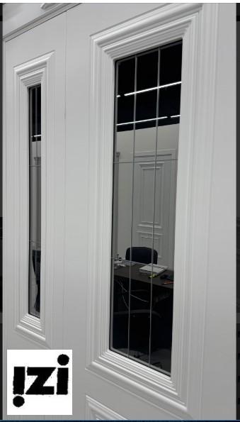 Межкомнатные двери Канто 2000мм, эмаль белая стекло