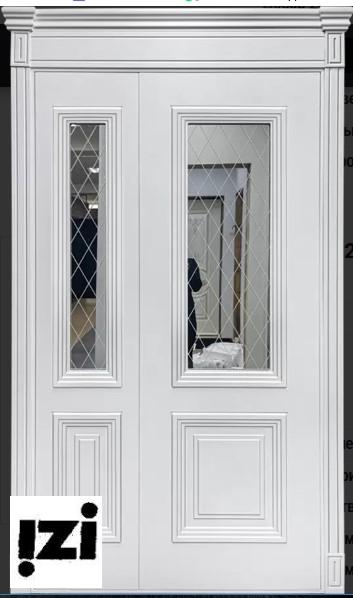 Межкомнатные двери Скалино 2100мм, эмаль белая стекло