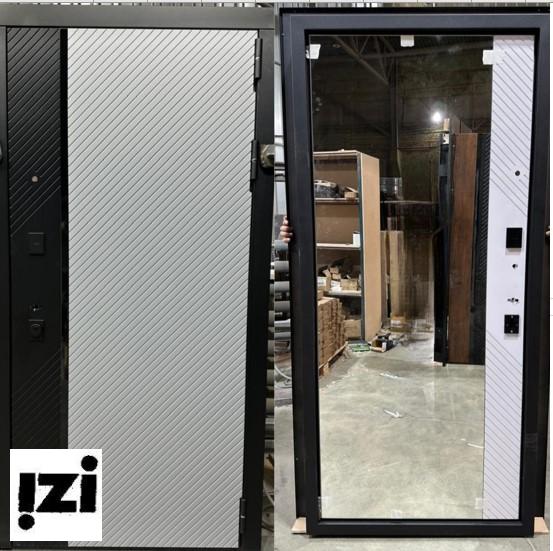 Входная дверь Дельта 4 зеркало панорамное с дизайнерским рисунком панель