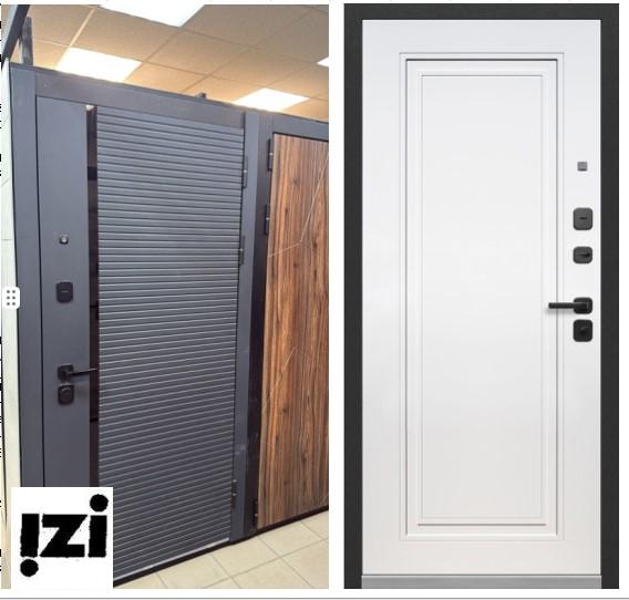 Входная дверь Дельта 16 ПВХ Графит+ черный пластик