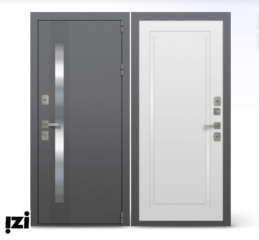 Входная дверь OIKO Termo 402 Антик серый / Белый терморазрыв