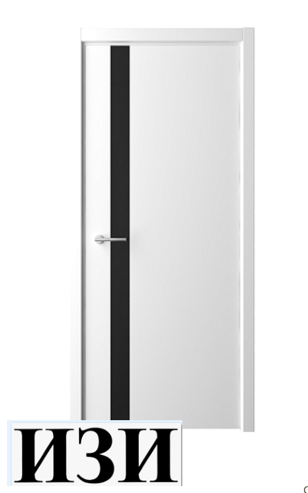 Дверь Геометрия-5  Белый Эмаль Стекло черное кромка В цвет полотна в Ростове-на-Дону
