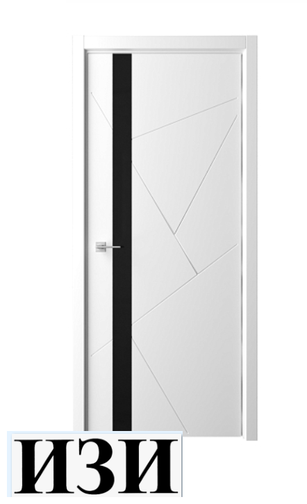 Дверь Геометрия-6  Белый Эмаль Стекло черное кромка В цвет полотна в Ростове-на-Дону