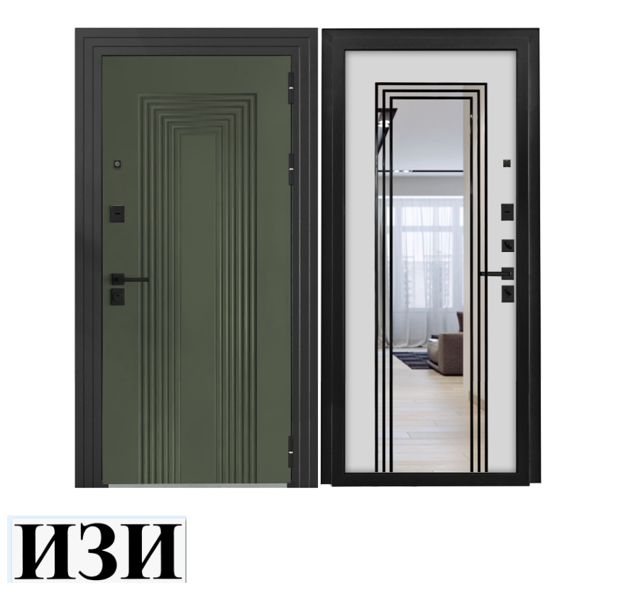 Входные двери Метида Олива /Зеркало для квартиры