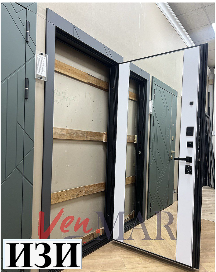 Входные двери Галлея Графит / Зеркало двери для квартиры