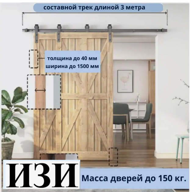 Амбарный механизм для раздвижных дверей в стиле LOFT