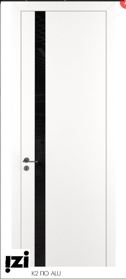 МЕЖКОМНАТНЫЕ ДВЕРИ ЗАДОР. K 2 ALU BLACK ПГО Белый матовый Черный лакобель Черная кромка