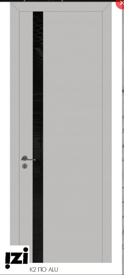 МЕЖКОМНАТНЫЕ ДВЕРИ ЗАДОР. K 2 ALU BLACK ПГО Белый матовый Черный лакобель Черная кромка