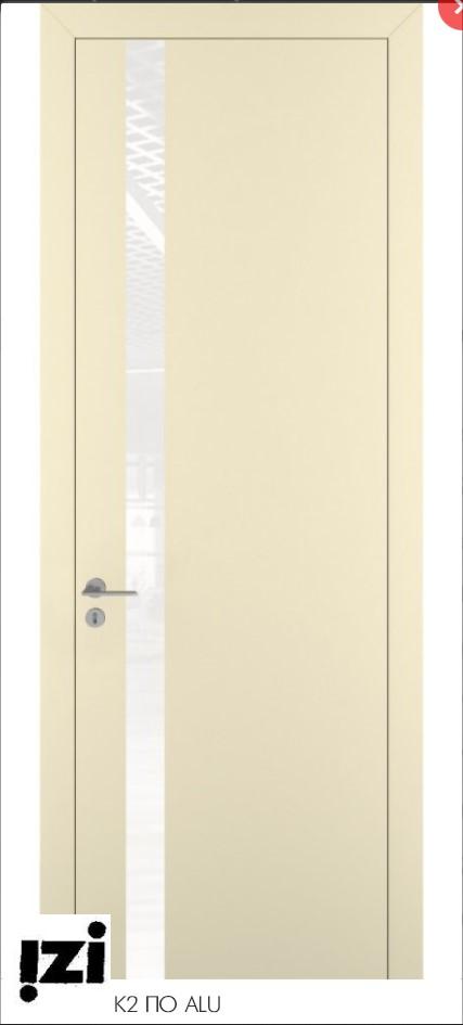 МЕЖКОМНАТНЫЕ ДВЕРИ ЗАДОР. K 2 ALU BLACK ПГО Белый матовый Черный лакобель Черная кромка